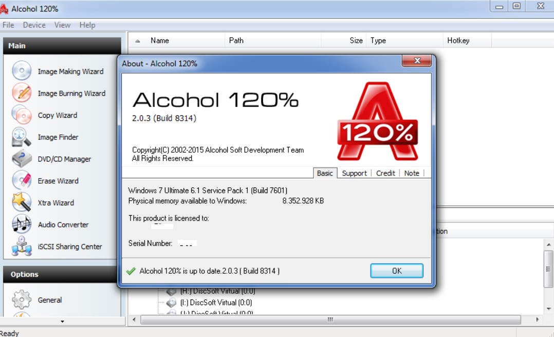 Alcohol 120% क्रैक कीजेन, Serial Number Free Download